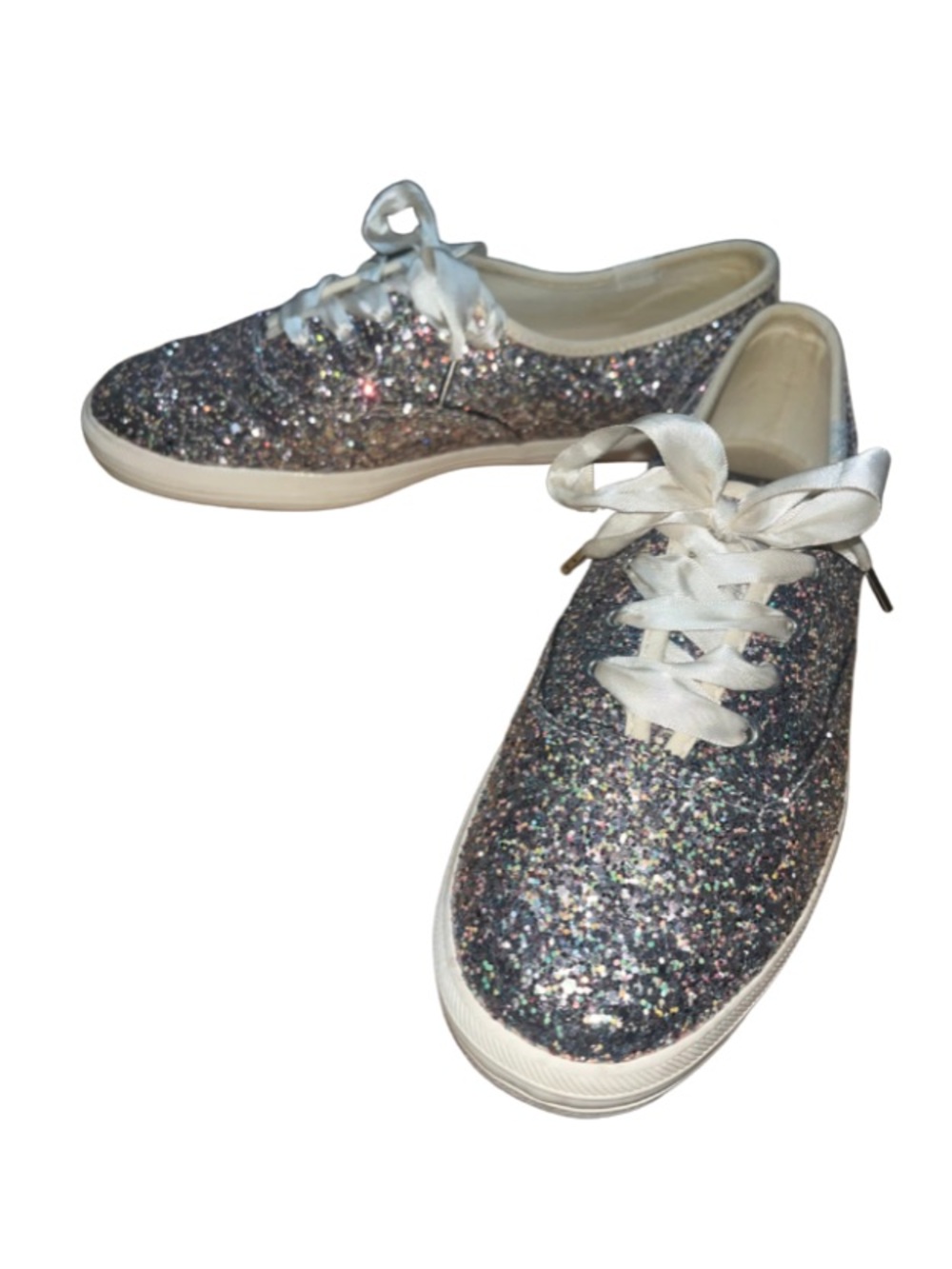 Keds x Kate Spade Champion Silver
Glitter Satin Lace-Up Sneakers - Size 7.5 - Picture 5 of 10